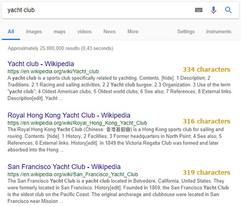 An example of larger meta descriptions, up to 320-400 characters