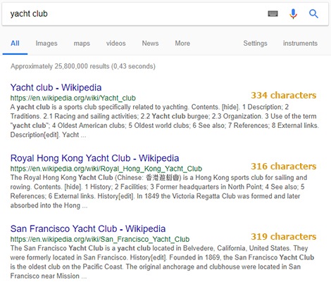 320-400 characters is the new meta-description length recommendation An example of larger meta descriptions, up to 320-400 characters