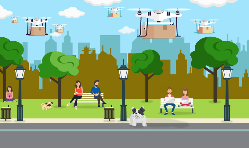 Ecommerce delivery process optimization; drones will be the 2050's postmen. In the future small packages will be delivered by drones; ecommerce heaven.
