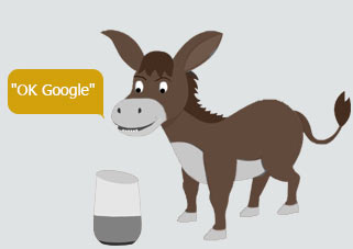 Talking donkey and Google Home In 2050 Google Home will be able to also understand and communicate with pet donkeys :)