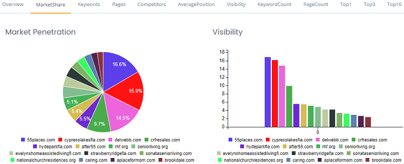 SERP Visibility and overall market share.