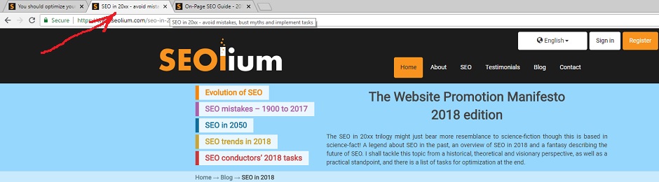 This is how a title tag looks in your browser